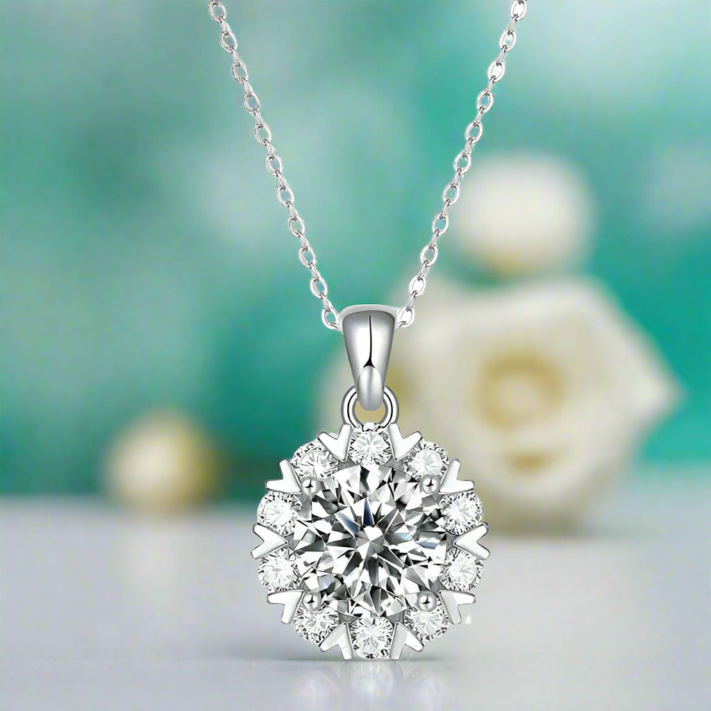 5.0 Ct Round Diamond Necklace with Snowflake-Evani Naomi Jewelry