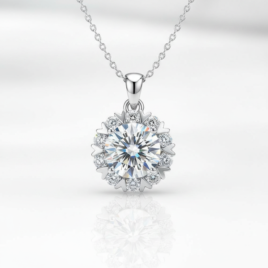 5.0 Ct Round Diamond OptionNecklace with Snowflake