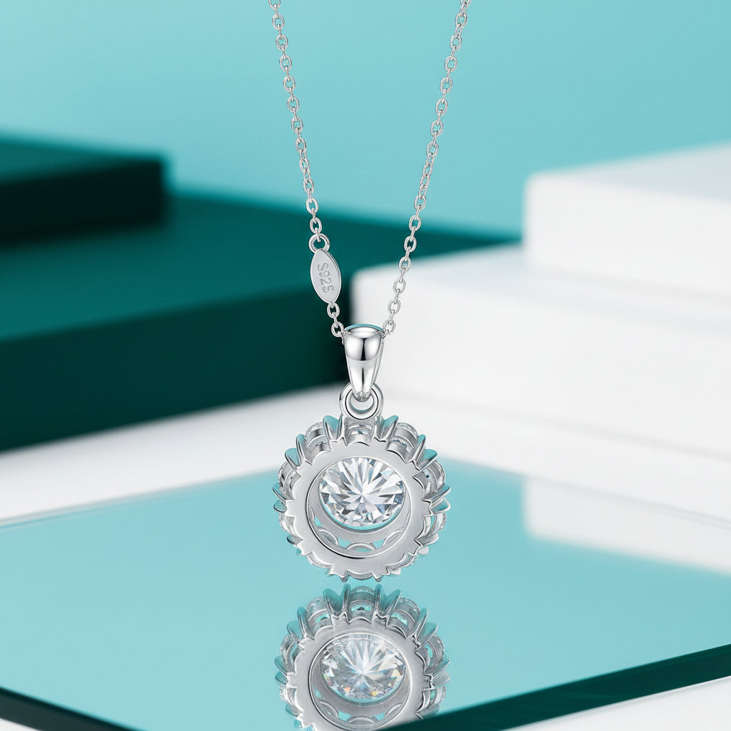 5.0 Ct Round Diamond Necklace with Snowflake-Evani Jewelry