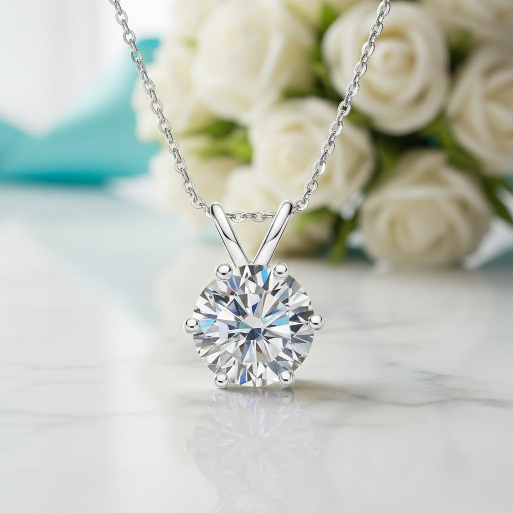 5.0 Ct Round Diamond Pendant Necklace-Evani Jewelry
