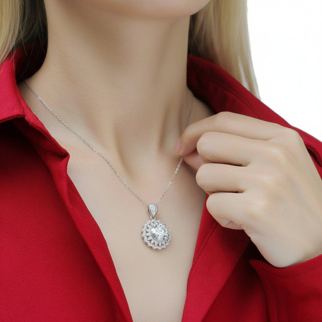 5.0 Ct Round Diamond Pendant Necklace-Evani Jewelry