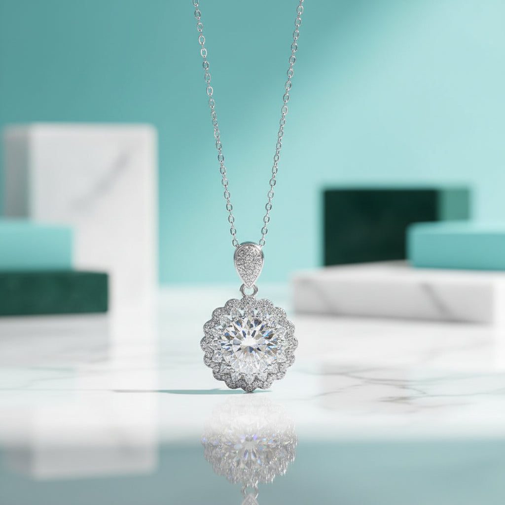 5.0 Ct Round Diamond Pendant Necklace-Evani Jewelry
