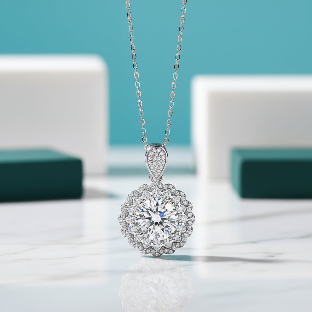 5.0 Ct Round Diamond Pendant Necklace-Evani Jewelry