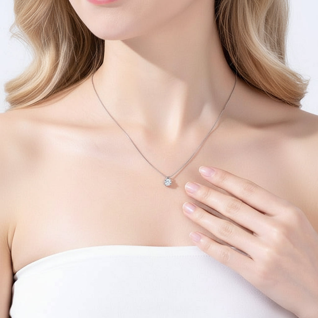 5.0 Ct Round Diamond Pendant Necklace-Evani Jewelry