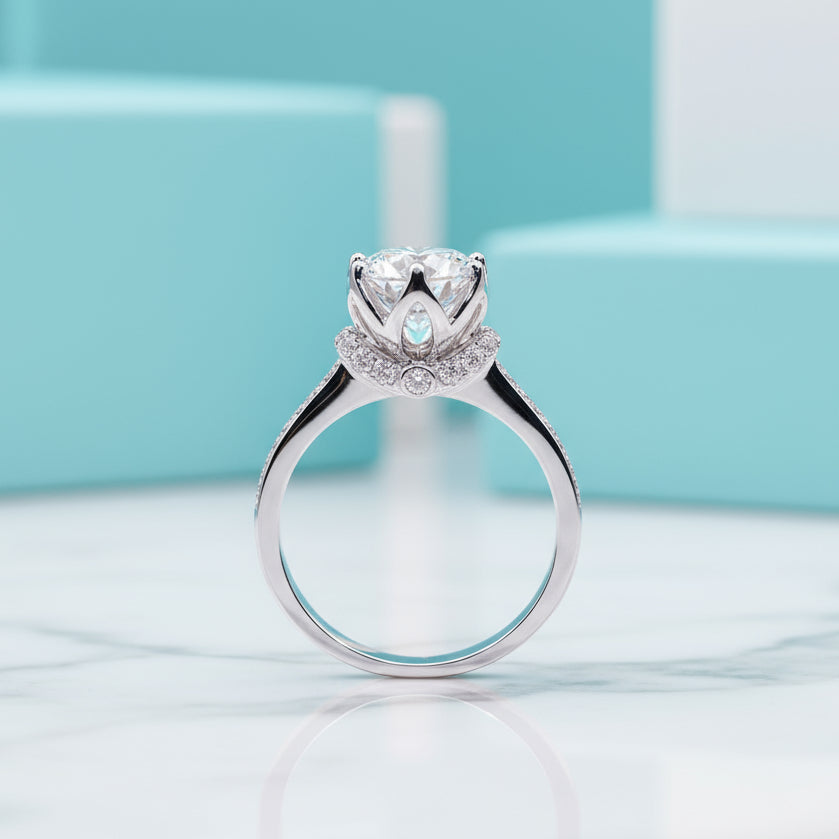 5.0 Ct Round Diamond Birthstone Real Platinum Engagement Ring-Evani Jewelry