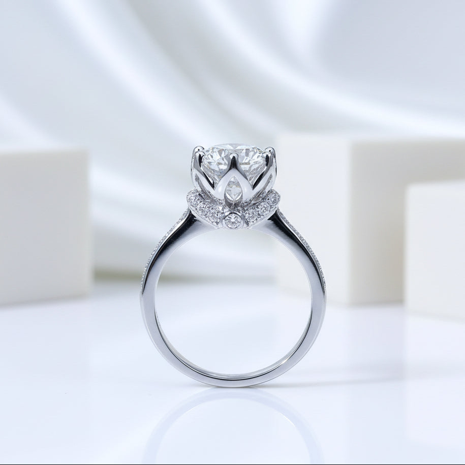 5.0 Ct Round Diamond Birthstone Real Platinum Engagement Ring-Evani Jewelry