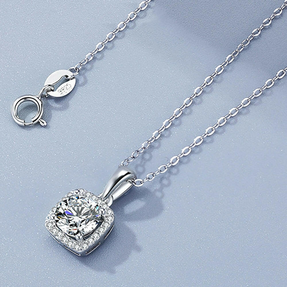 5.0 Ct Round Diamond Square Pendant Necklace-Evani Naomi Jewelry