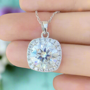 5.0 Ct Round Diamond Square Pendant Necklace-Evani Naomi Jewelry