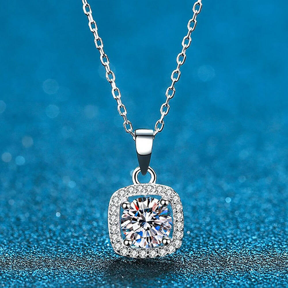 5.0 Ct Round Diamond Square Pendant Necklace-Evani Naomi Jewelry
