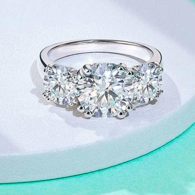 5.0 Ct Round Three Stone Diamond Engagement Ring-Evani Naomi Jewelry