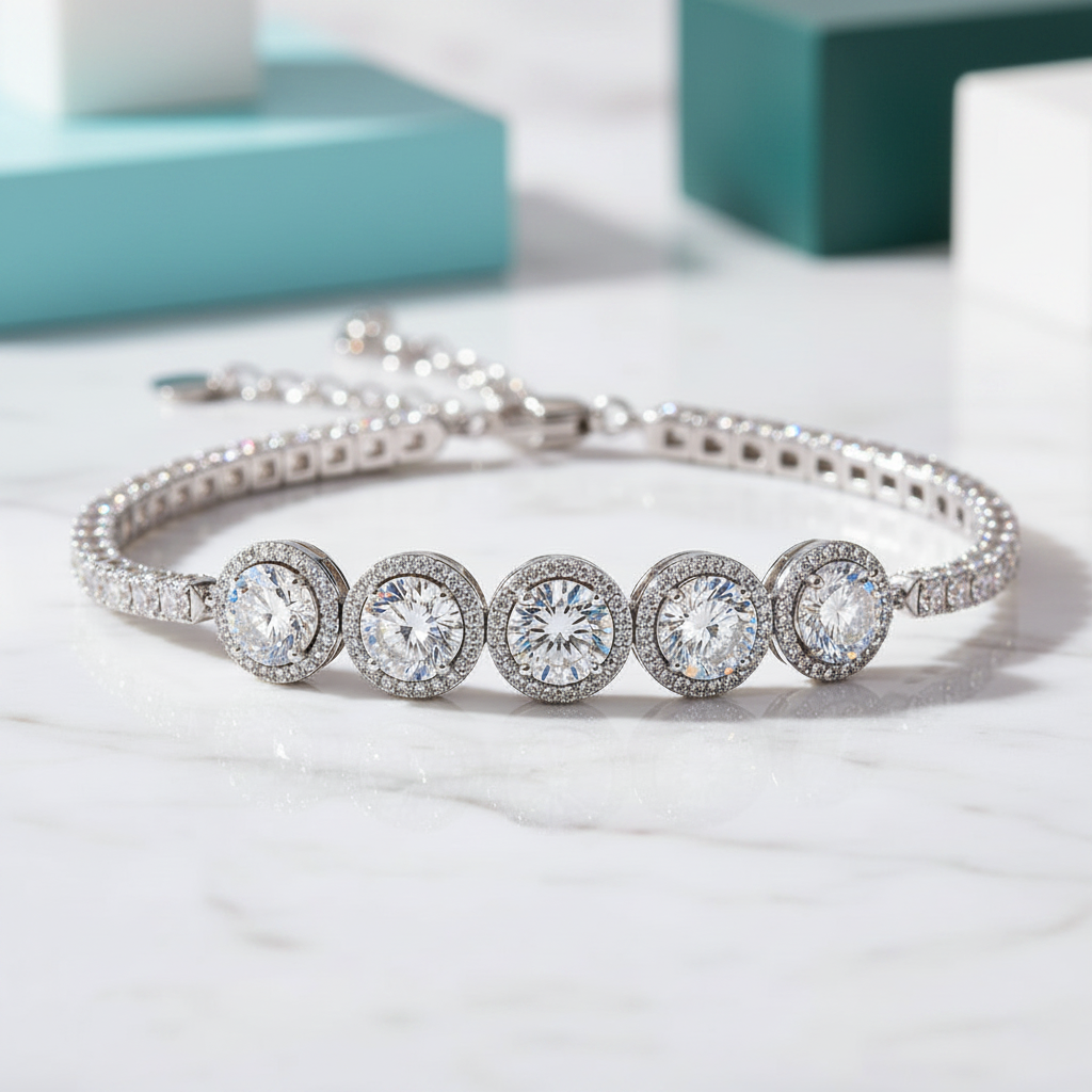 5.0 Cttw Round Diamond Option Adjustable Classic Tennis Bracelet