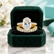 5.0 ct Oval-Cut Yellow Gold Diamond OptionBirthstone Wedding Set - Evani Naomi Jewelry