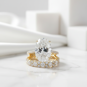 5.0 ct Oval-Cut Yellow Gold Diamond Birthstone Wedding Set-Evani Jewelry