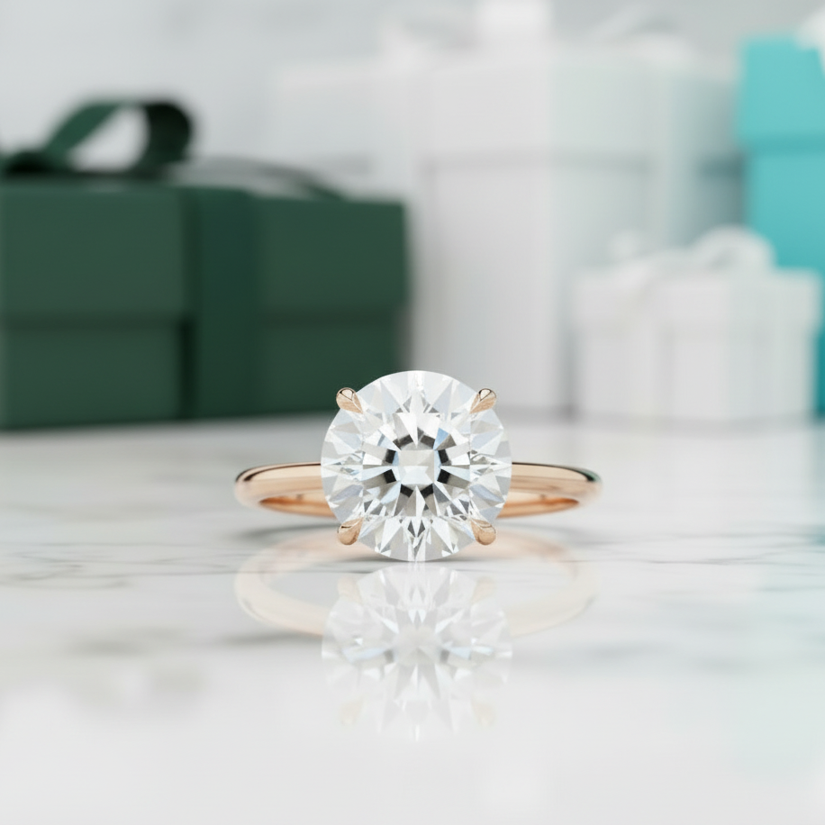 5.00 Ct Round Brilliant Cut Diamond Option Engagement Ring - Evani Naomi Jewelry