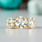 5.00 ct Old European Cut Three Diamond Engagement Ring-Evani Naomi Jewelry