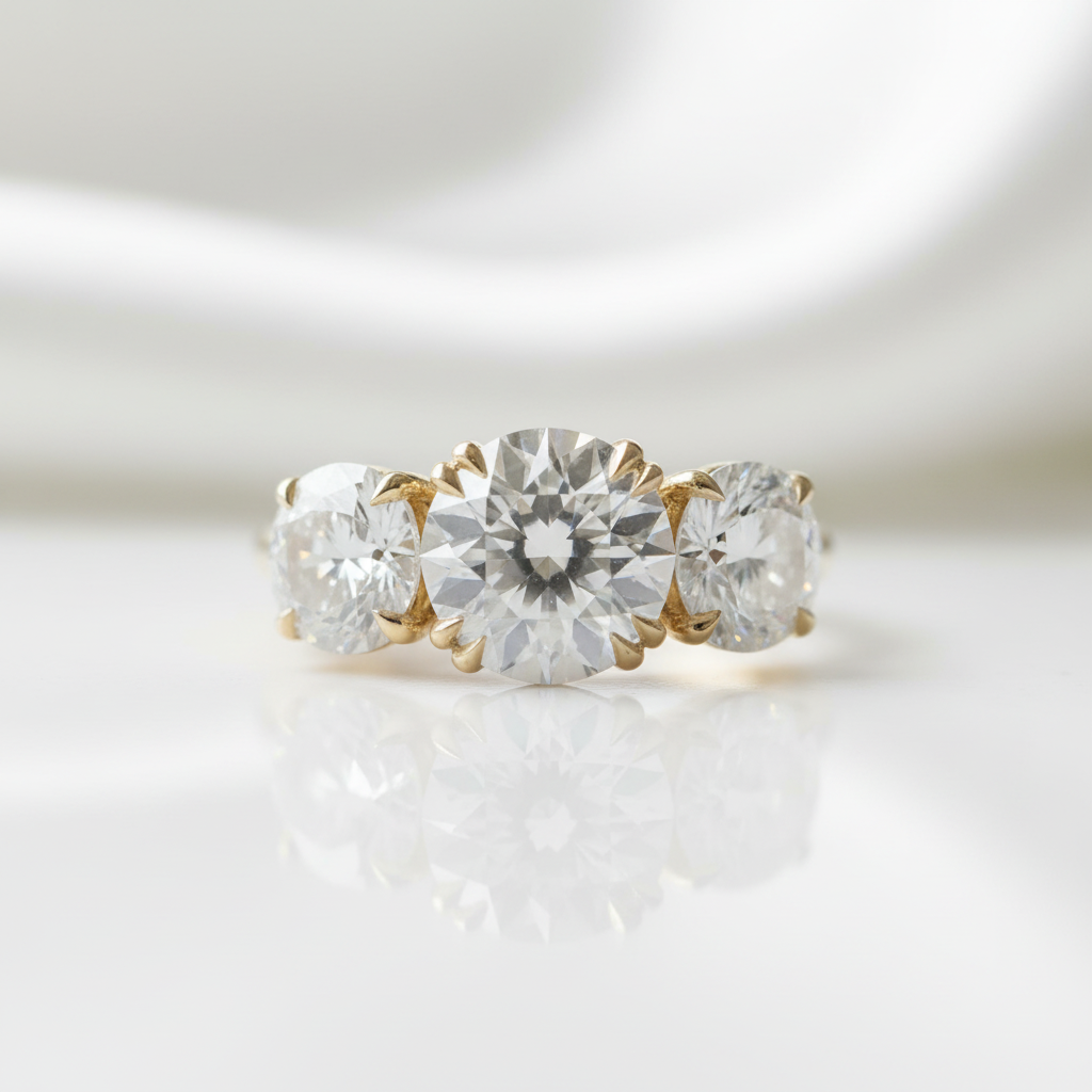 5.00 ct Old European Cut Three Diamond Option Engagement Ring - Evani Naomi Jewelry