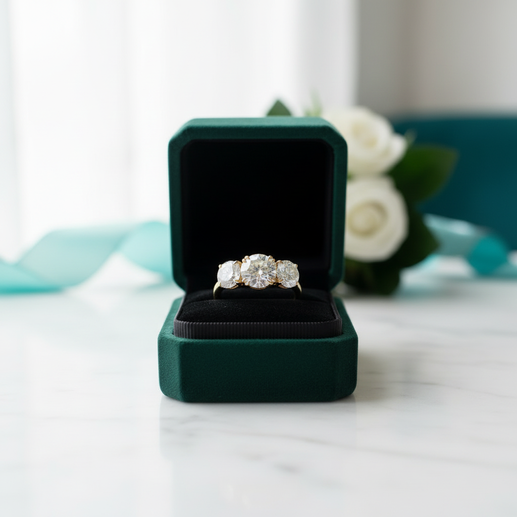 5.00 ct Old European Cut Three Diamond Option Engagement Ring - Evani Naomi Jewelry