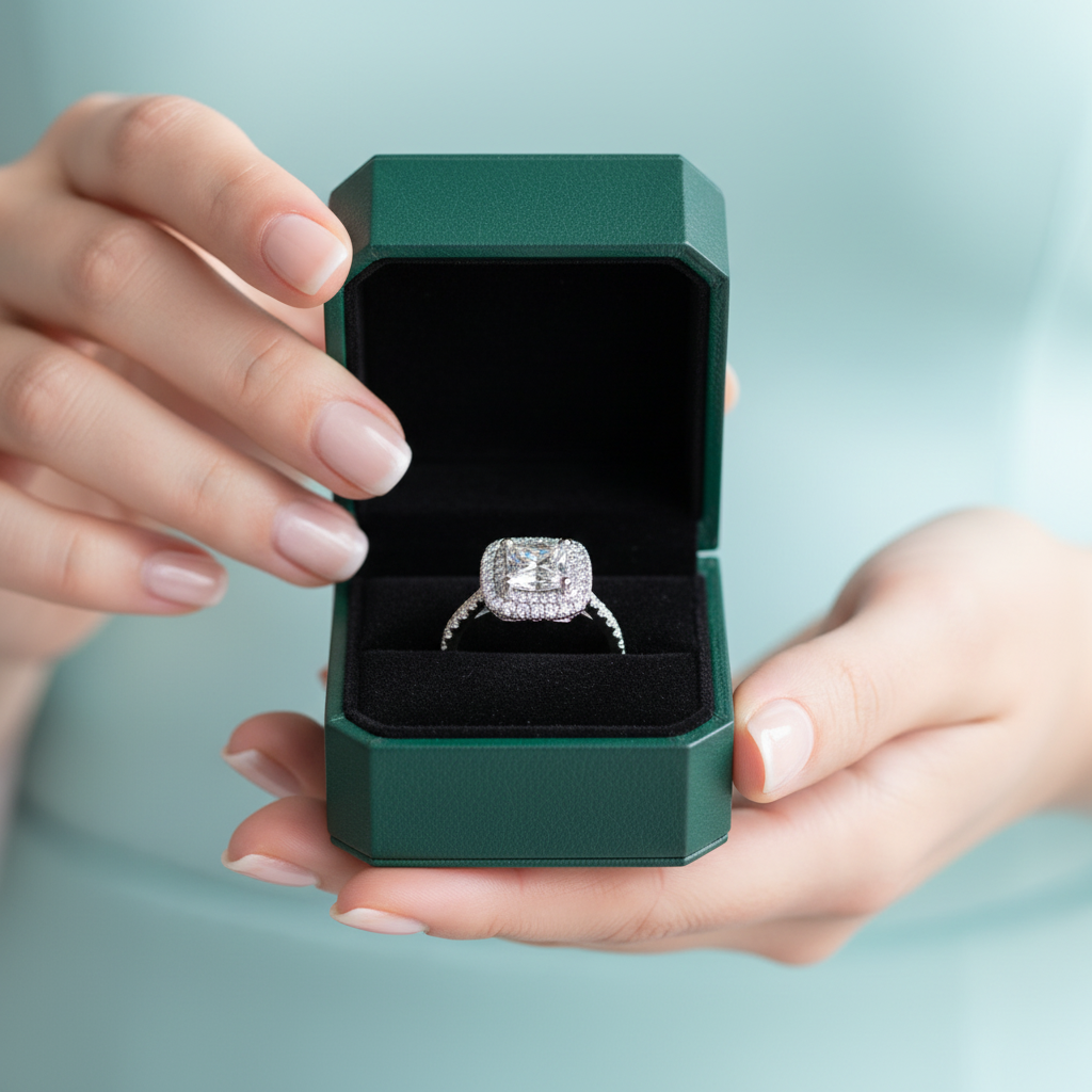 5.5mm 1ct Princess Cut Diamond Option Engagement Ring - Evani Naomi Jewelry