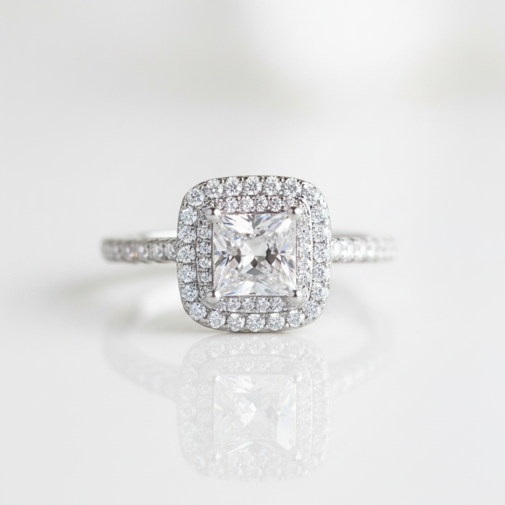5.5mm 1ct Princess Cut Diamond Option Engagement Ring - Evani Naomi Jewelry