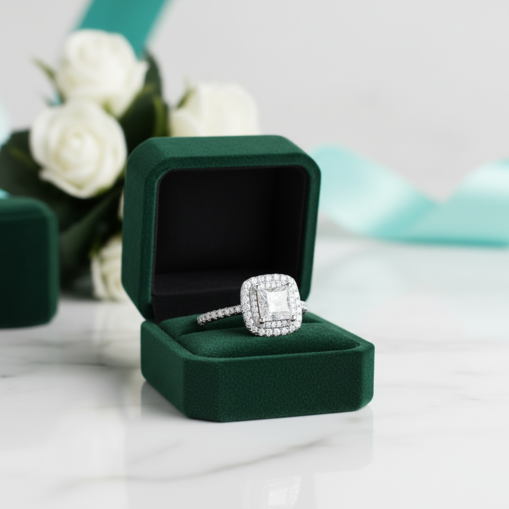 5.5mm 1ct Princess Cut Diamond OptionEngagement Ring - Evani Naomi Jewelry