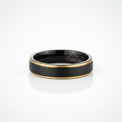 5mm Matte Black & Yellow Gold Men's Tungsten Wedding Band - Evani Naomi Jewelry