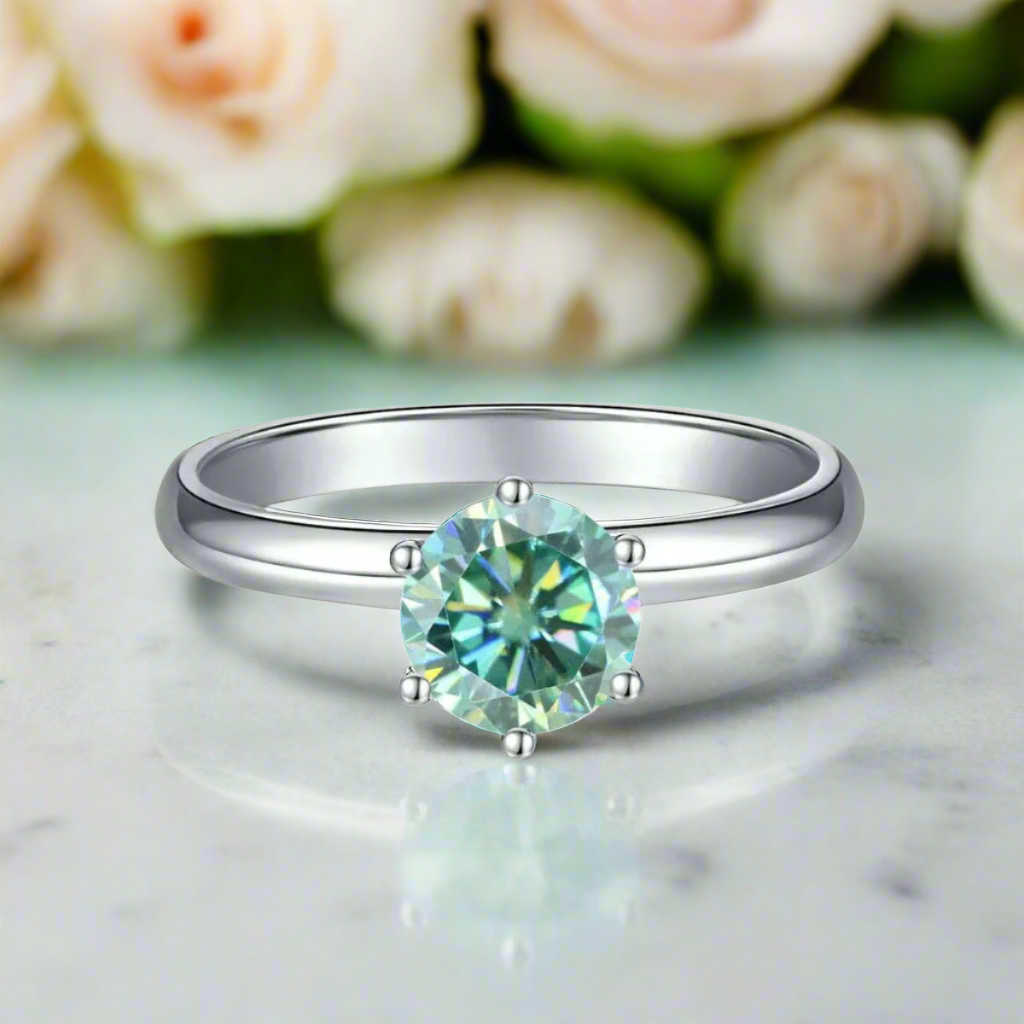 6 Prong Round 1.00 ct Diamond Engagement Ring-Evani Jewelry