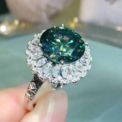 6.0 Ct Green Diamond Halo Engagement Ring-Evani Naomi Jewelry