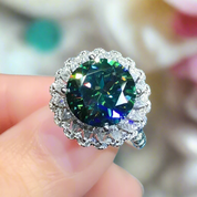 6.0 Ct Green Diamond Halo Engagement Ring-Evani Naomi Jewelry