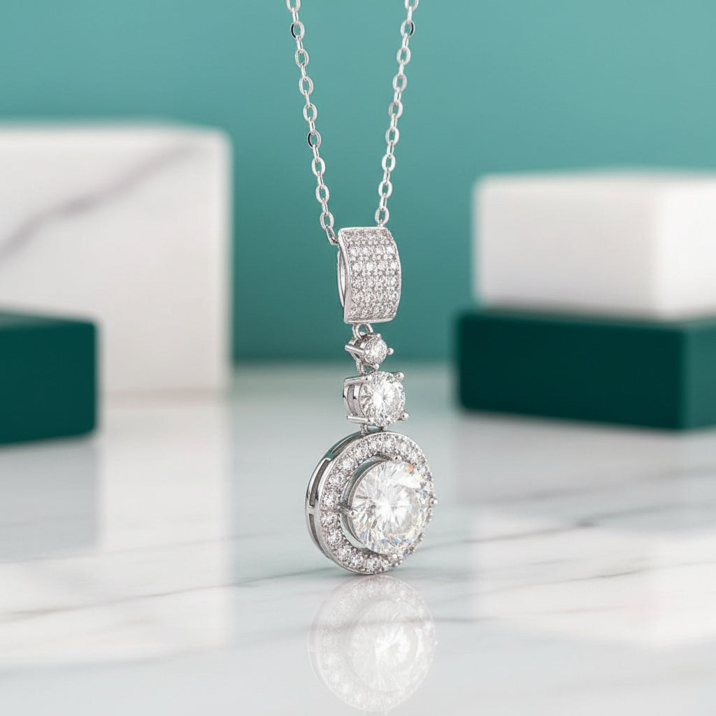 6.1 Ct Round Cut Diamond Pendant Necklace-Evani Jewelry