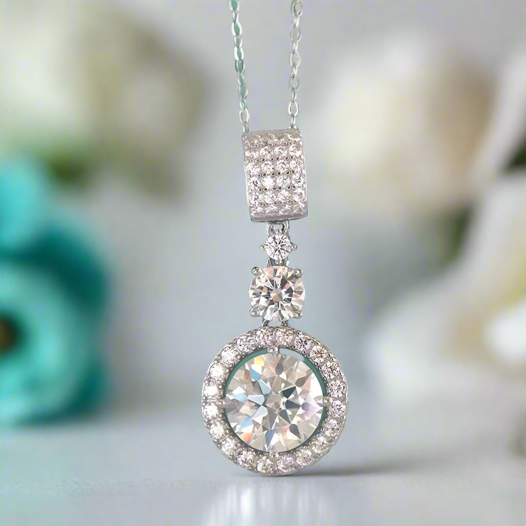 6.1 Ct Round Cut Diamond Pendant Necklace-Evani Naomi Jewelry