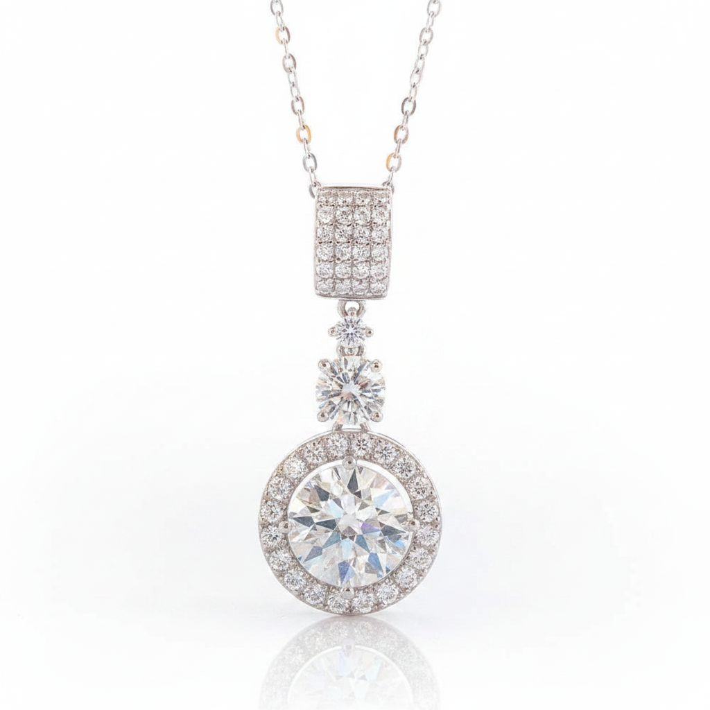 6.1 Ct Round Cut Diamond OptionPendant Necklace