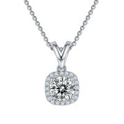 6.5mm Round Cut Diamond Halo Pendant Necklace-Evani Naomi Jewelry
