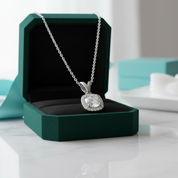 6.5mm Round Cut Diamond Option Halo Pendant Necklace - Evani Naomi Jewelry