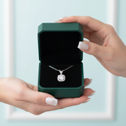 6.5mm Round Cut Diamond Option Halo Pendant Necklace - Evani Naomi Jewelry