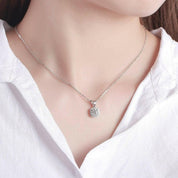 6.5mm Round Cut Diamond Halo Pendant Necklace-Evani Naomi Jewelry