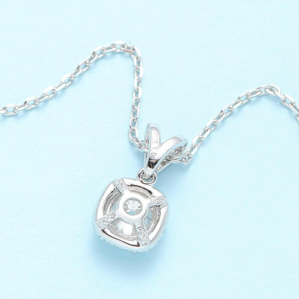 6.5mm Round Cut Diamond Halo Pendant Necklace-Evani Naomi Jewelry