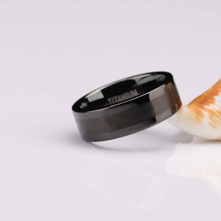 6mm Black Brushed Titanium Men's Wedding Band-Evani Naomi Jewelry