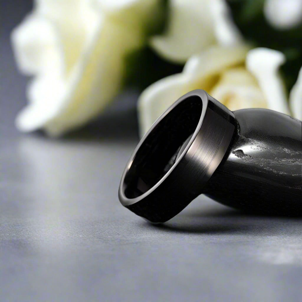 6mm Black Brushed Titanium Men's Wedding Band-Evani Naomi Jewelry