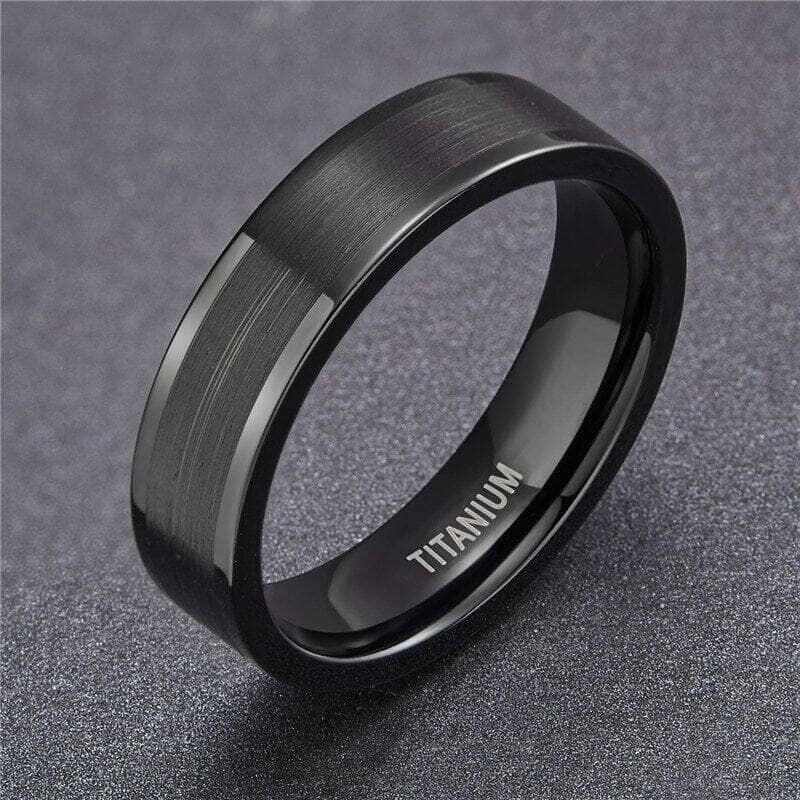 6mm Black Brushed Titanium Men's Wedding Band-Evani Naomi Jewelry