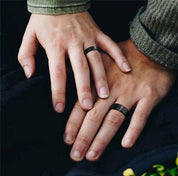 6mm Brushed Black & Blue Unisex Titanium Wedding Band-Evani Naomi Jewelry