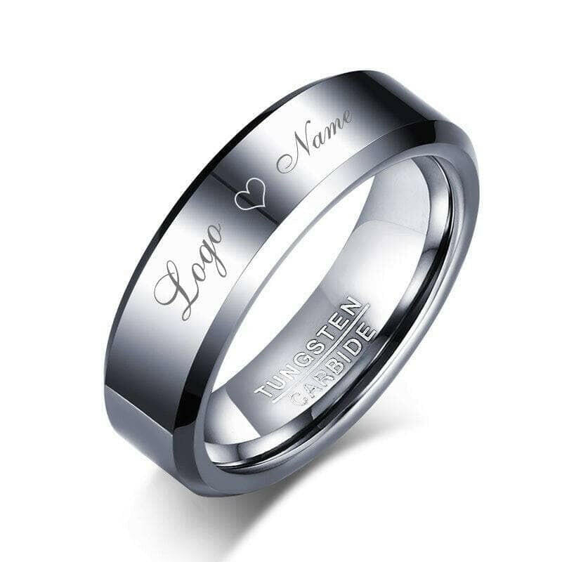6mm Polished Tungsten Wedding Band with Custom Engraving-Evani Naomi Jewelry