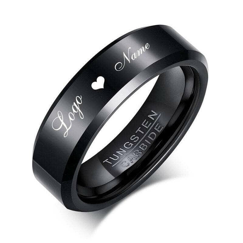 6mm Polished Tungsten Wedding Band with Custom Engraving-Evani Naomi Jewelry