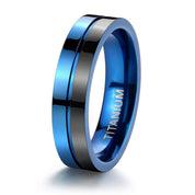 7mm Titanium Black & Blue Men's Wedding Band-Evani Naomi Jewelry