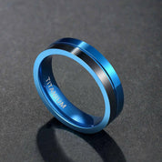 7mm Titanium Black & Blue Men's Wedding Band-Evani Naomi Jewelry