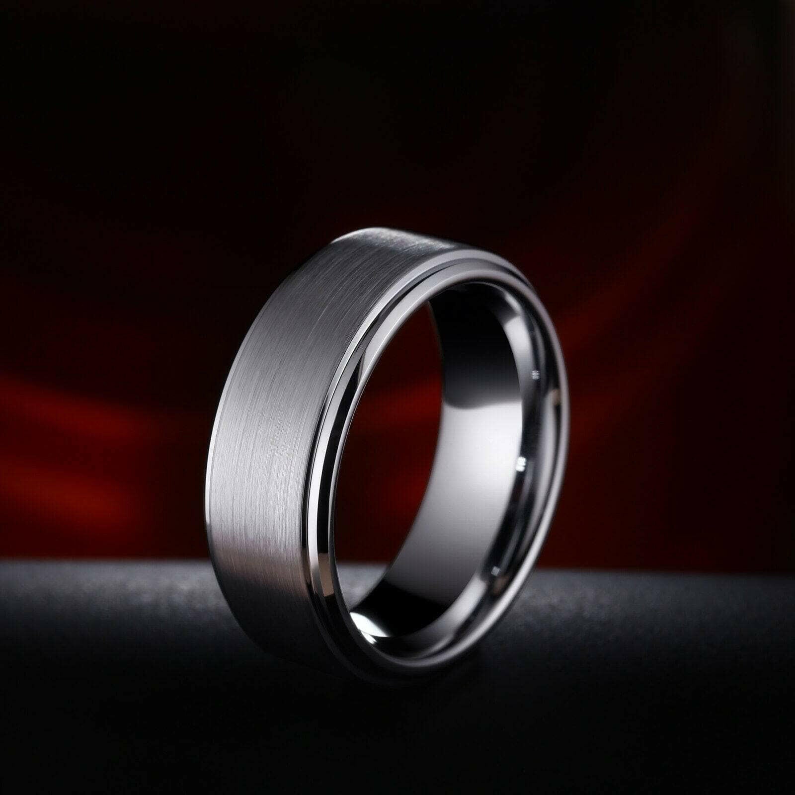 8mm Beveled Edge Tungsten Carbide Men's Wedding Band-Evani Naomi Jewelry