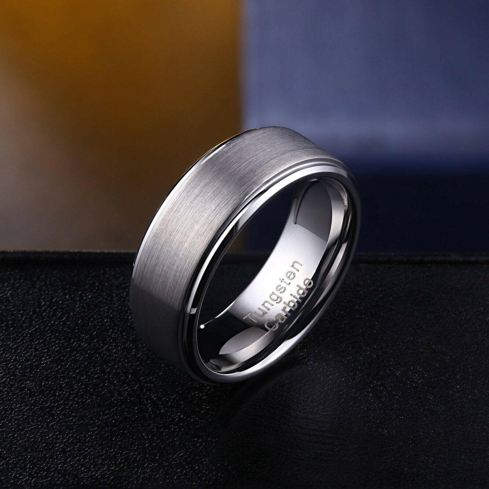 8mm Beveled Edge Tungsten Carbide Men's Wedding Band-Evani Naomi Jewelry