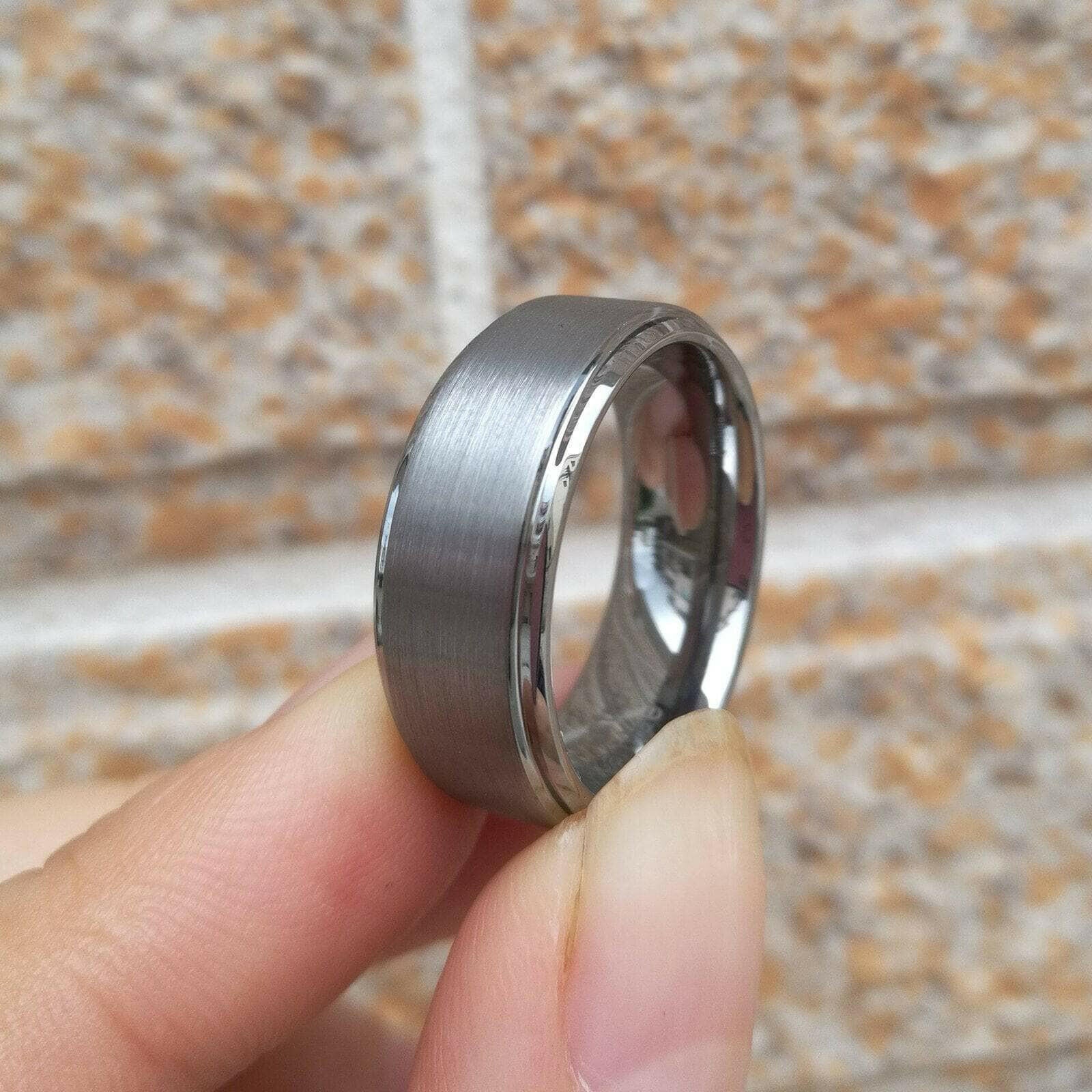 8mm Beveled Edge Tungsten Carbide Men's Wedding Band-Evani Naomi Jewelry