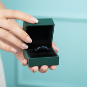8mm Black & Blue Line Men's Tungsten Wedding Band - Evani Naomi Jewelry