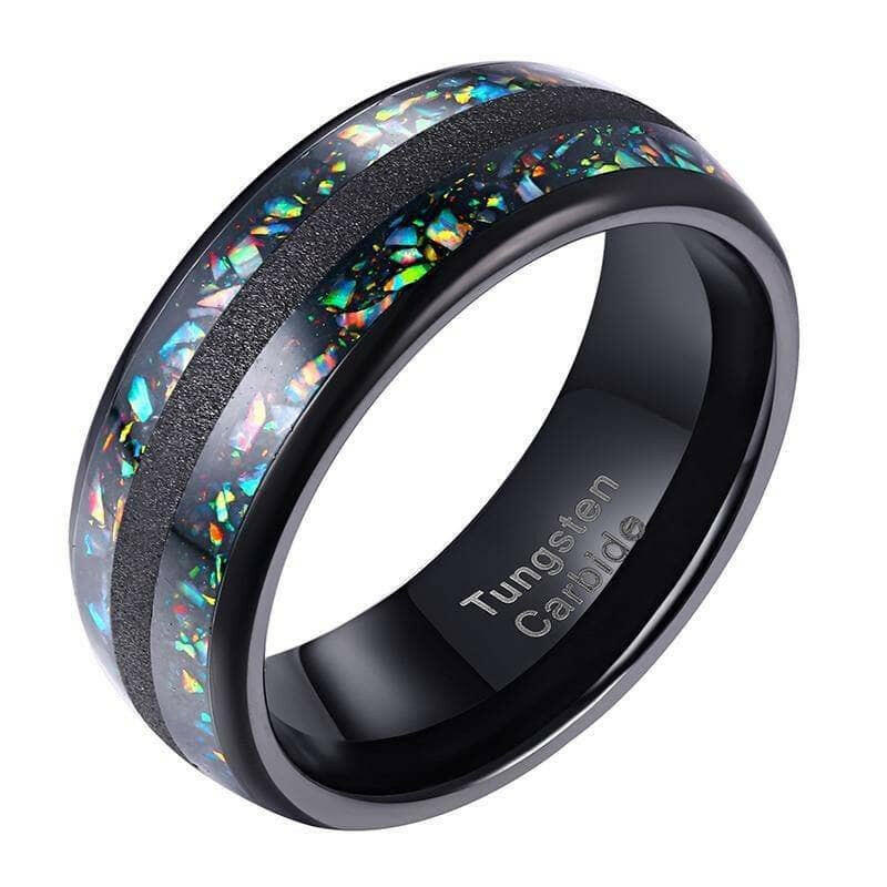 8mm Black Dome Tungsten Wedding Band-Evani Naomi Jewelry