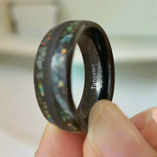 8mm Black Dome Tungsten Wedding Band-Evani Naomi Jewelry